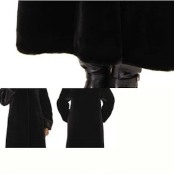 Nuage Full Length Black Faux Fur Sheared Beaver Hooded Coat : Size 1X / 18 - Picture 10 of 14